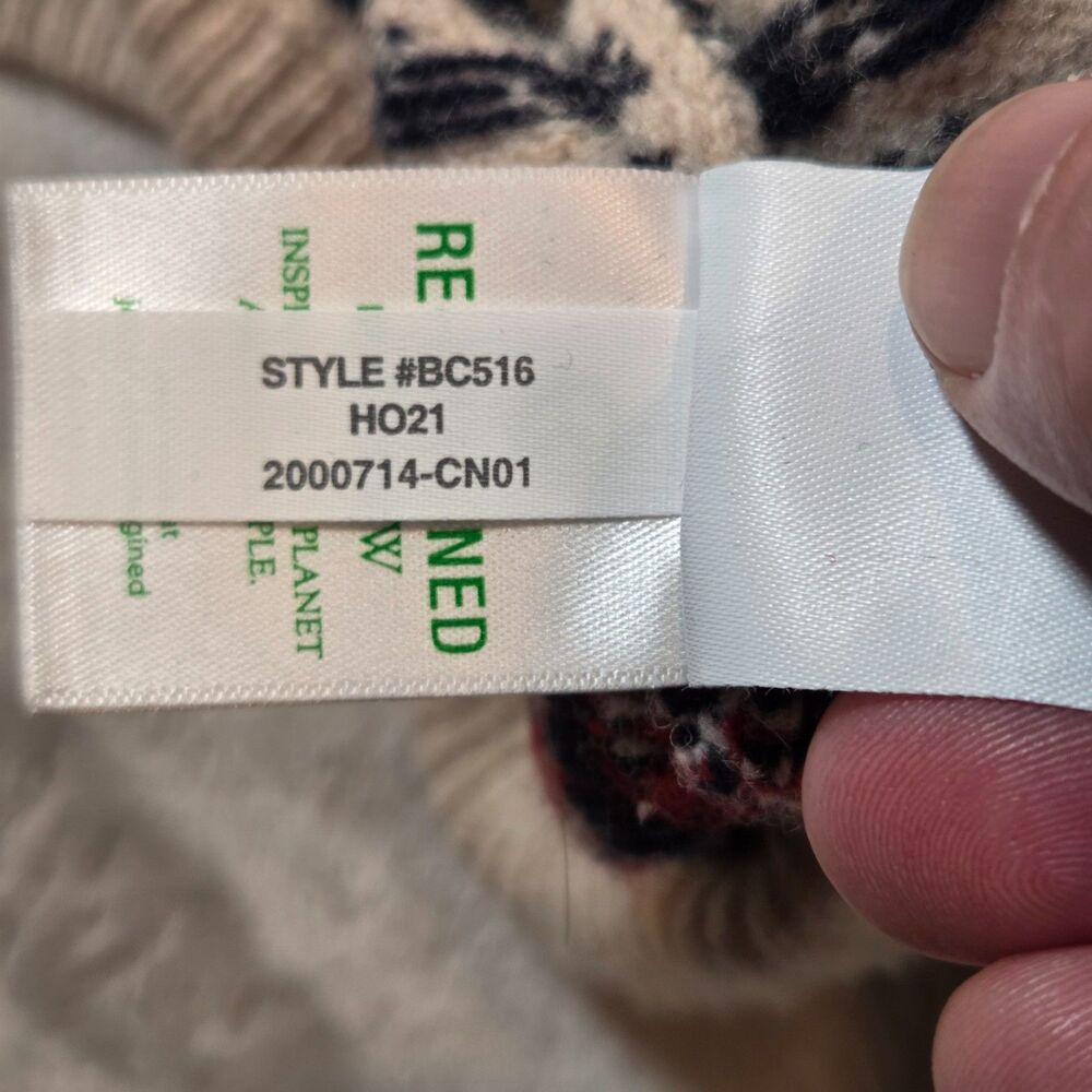 J.Crew Nordic Fair Isle Lambswool Sweater Men L Navy Cream BC516 Wool - Picture 5 of 8